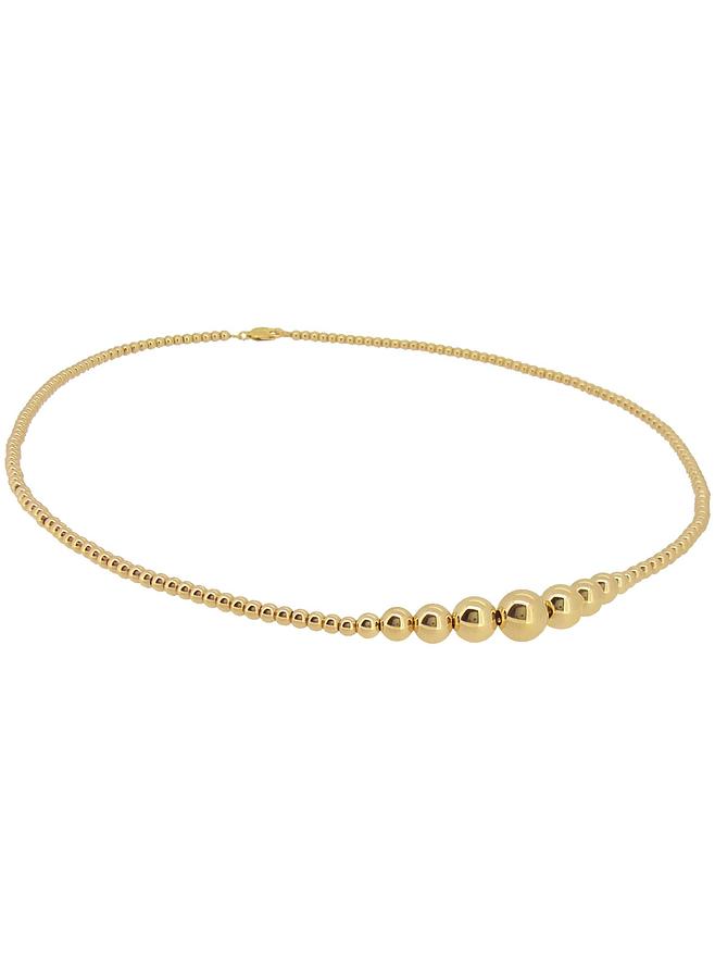 Spherical Graduated Ball Necklace in 14k Rolled Gold