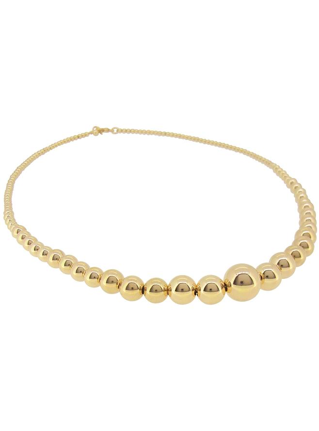 Spherical Large Graduated Ball Necklace in 14k Rolled Gold