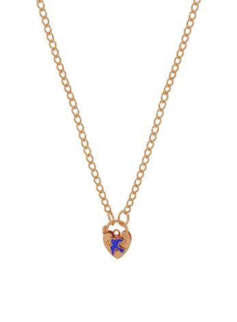 Bluebird Happiness Charm Padlock Necklace in Rose Gold