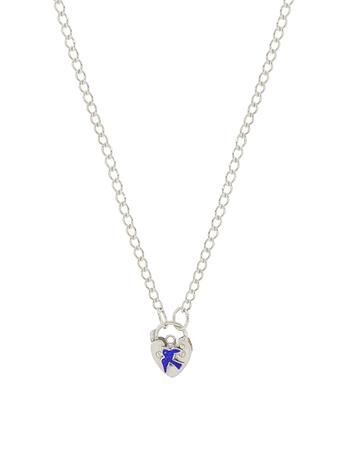 Bluebird Happiness Charm Padlock Necklace in Sterling Silver