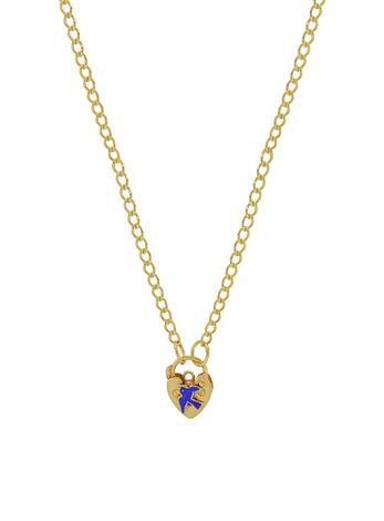 Bluebird Happiness Charm Padlock Necklace in Gold