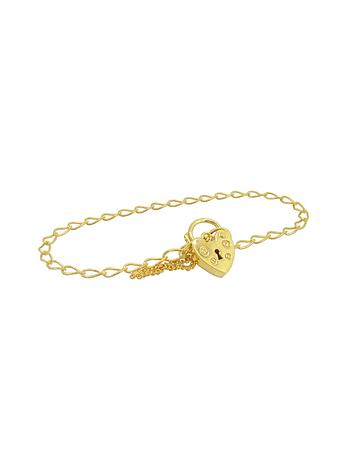 Small Curb Heart Padlock Baby Bracelet in Gold