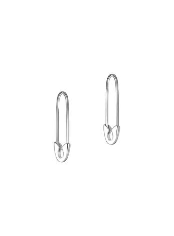 Reagan Safety Pin Hoop Earrings in Sterling Silver
