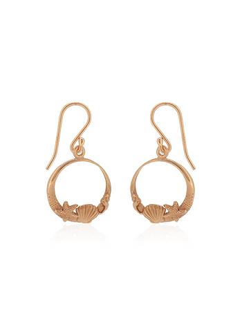 Nalu Seaside Shell Starfish Charm Earrings in 9ct Rose Gold