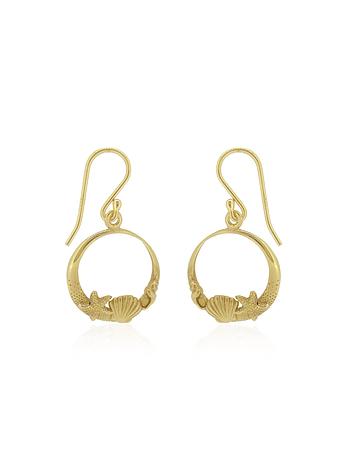 Nalu Seaside Shell Starfish Charm Earrings in 9ct Gold