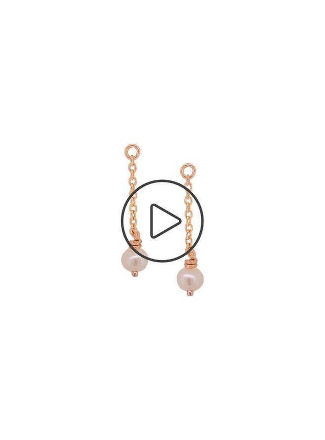 Coco Small Pearl Dangle Sleeper Earring Charms in 9ct Rose Gold