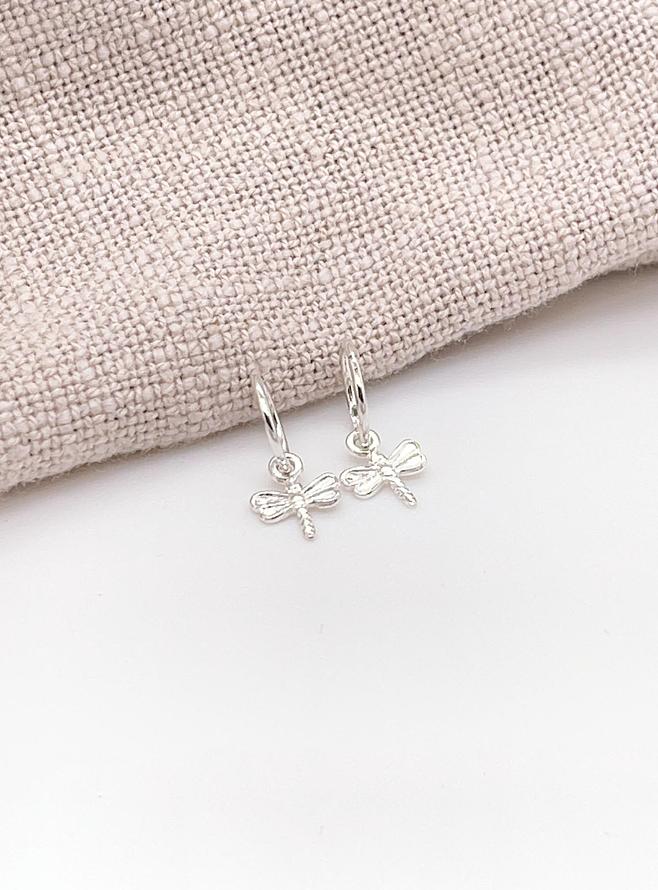 Small Dragonfly Charms for Sleeper Earrings in Sterling Silver
