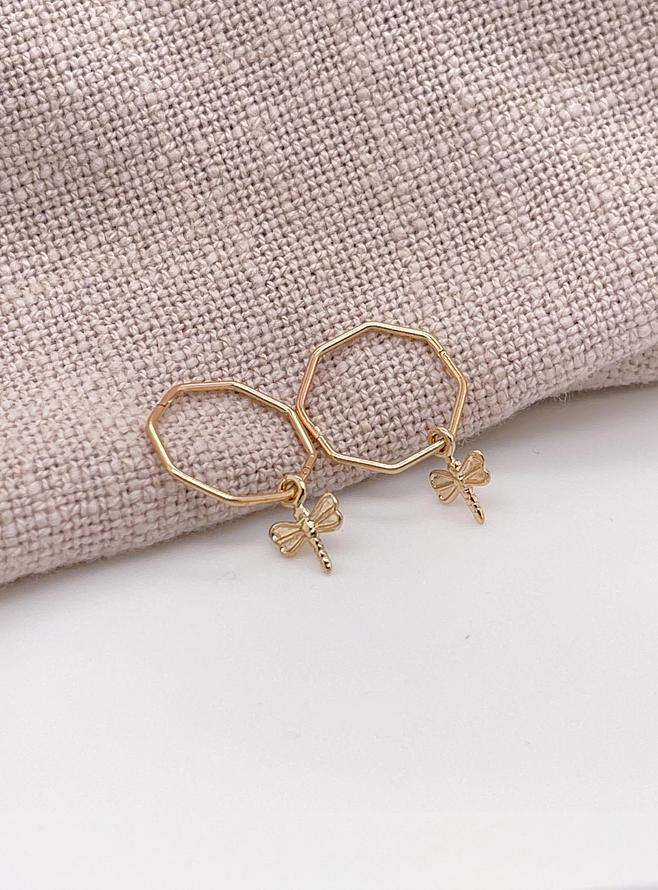 Small Dragonfly Charms for Sleeper Earrings in 9ct Gold