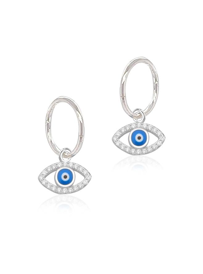 Cz Evil Eye Charms for Sleeper Earrings in Sterling Silver