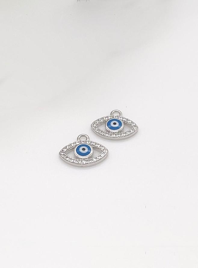 Cz Evil Eye Charms for Sleeper Earrings in Sterling Silver