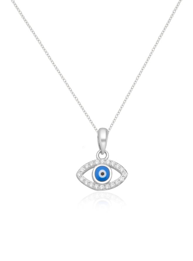 Lucky Protection Evil Eye Charm Necklace in Cz