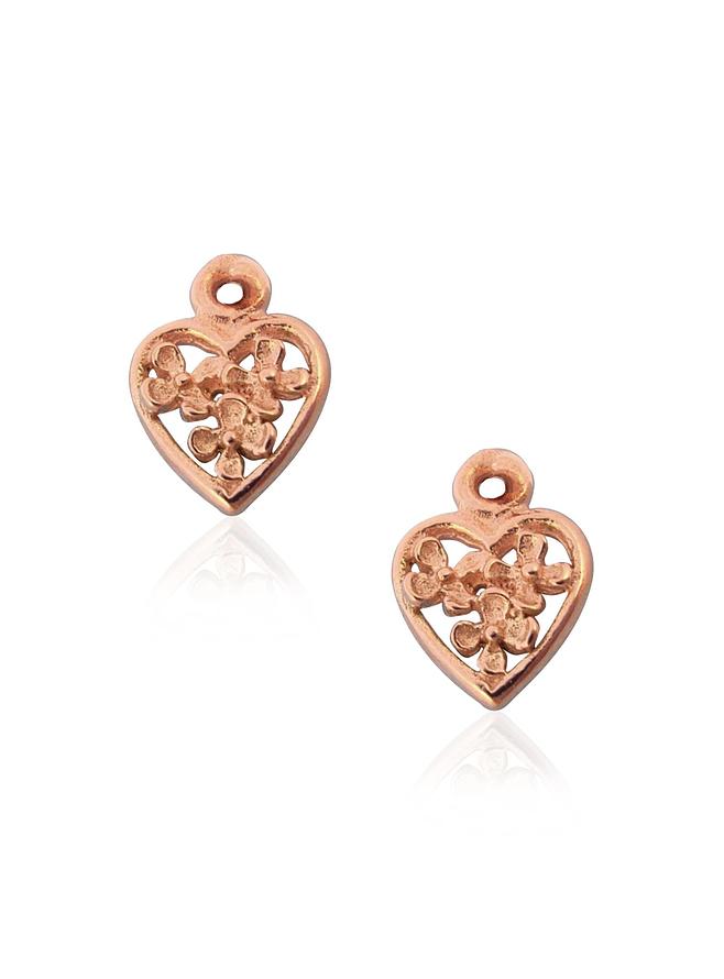 Flower Heart Charms for Sleeper Earrings in 9ct Rose Gold