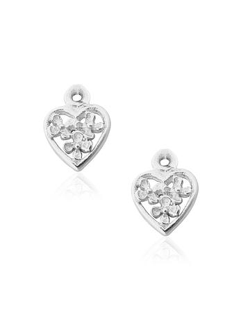 Flower Heart Charms for Sleeper Earrings in Sterling Silver