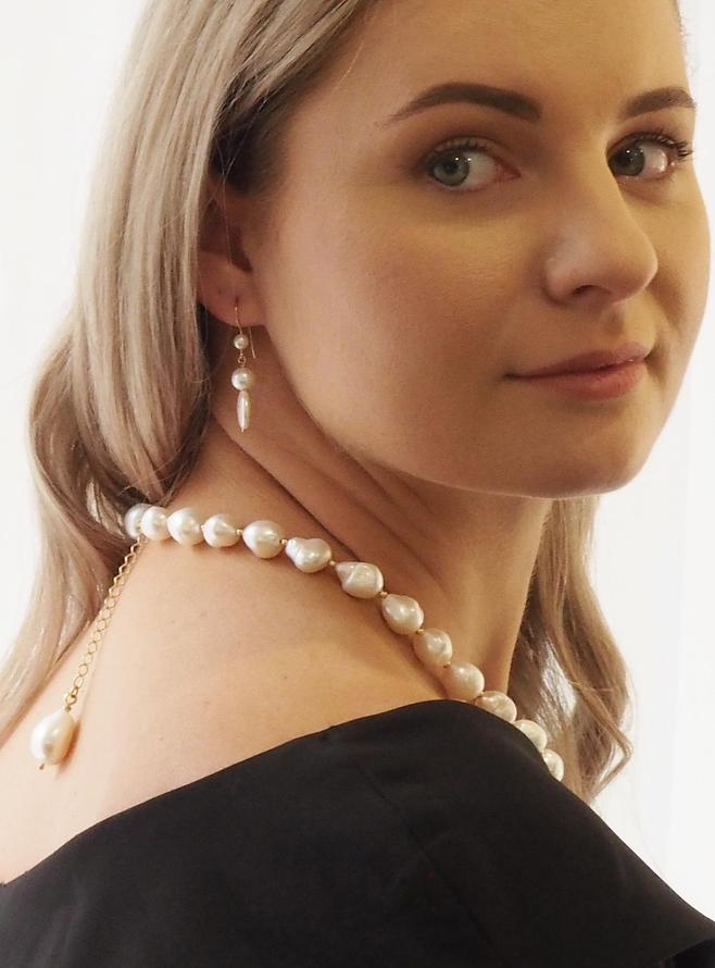 Coco Large Baroque Freshwater Pearl Necklace in 9ct Gold