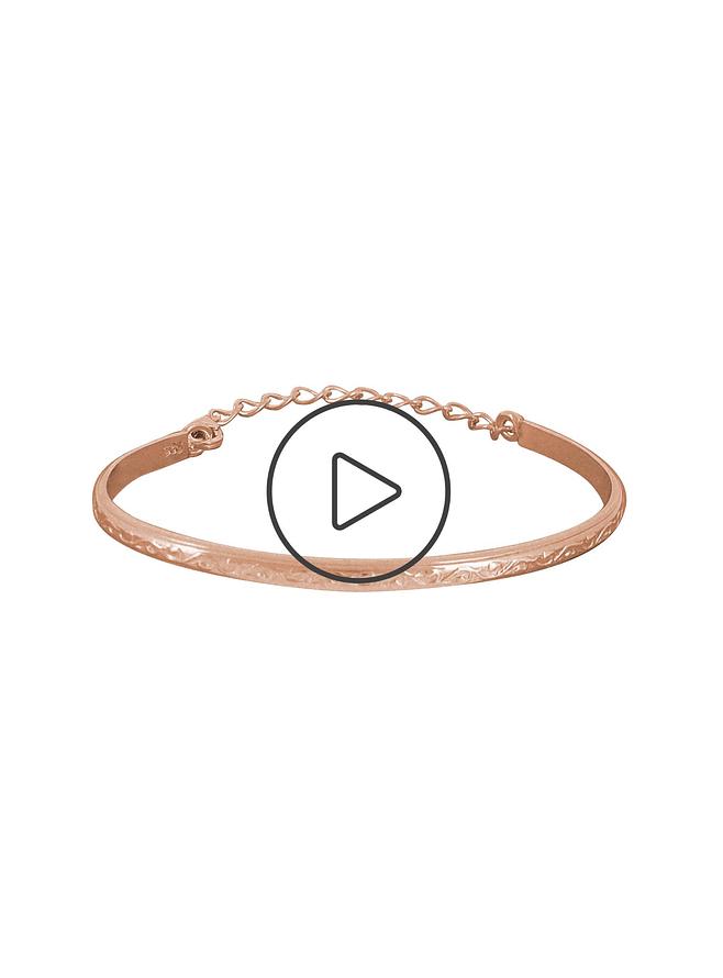 Filigree Embossed Cuff Bangle in 9ct Rose Gold