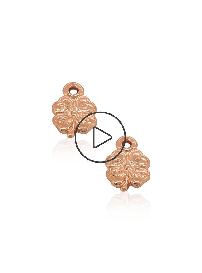 Small 4 Leaf Clover Charms for Sleeper Earrings in 9ct Rose Gold