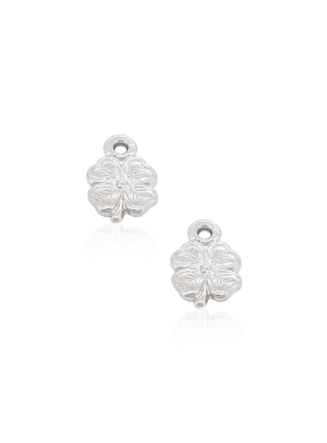 Small 4 Leaf Clover Charms for Sleeper Earrings in Sterling Silver