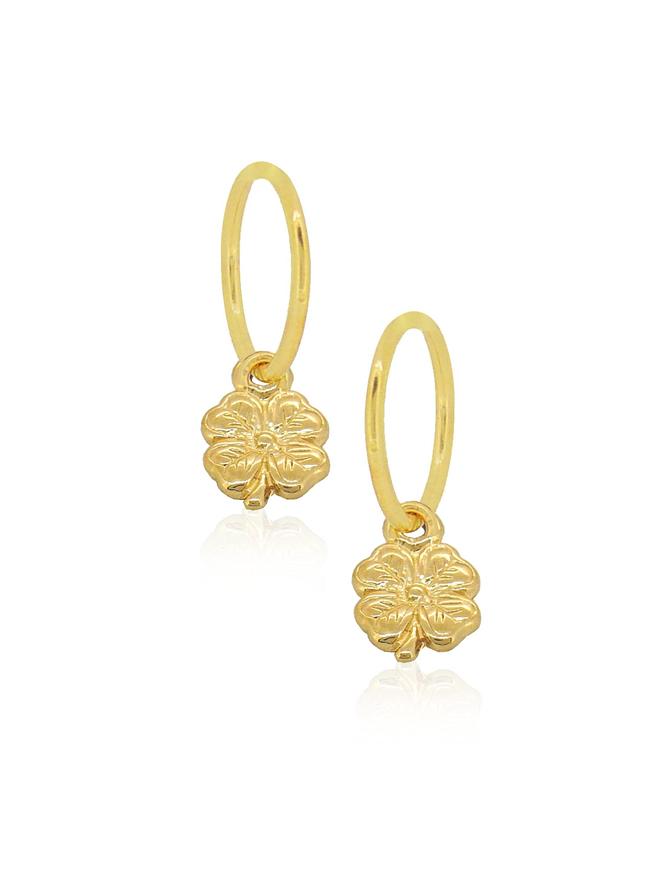 Small 4 Leaf Clover Charms for Sleeper Earrings in 9ct Gold