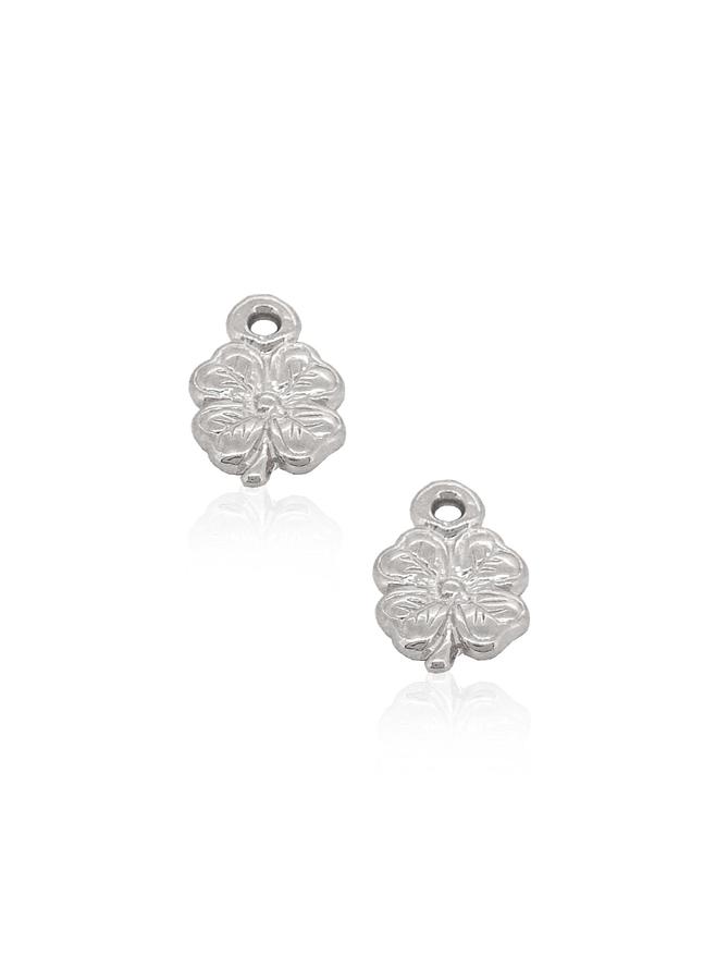 Small 4 Leaf Clover Charms for Sleeper Earrings in 9ct White Gold