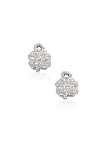 Small 4 Leaf Clover Charms for Sleeper Earrings in 9ct White Gold
