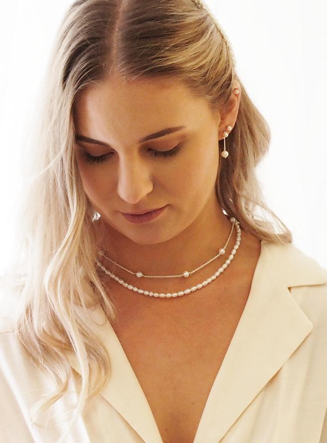 Coco Freshwater Pearl Choker Necklace in Natural White