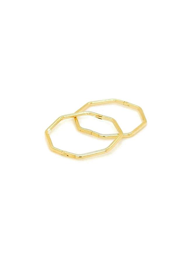 Small Octagonal Hinged Sleeper Hoop Earrings in 9ct Gold