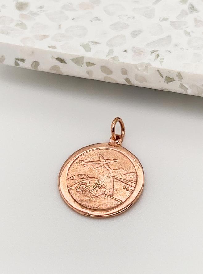 St Christopher Patron Safe Travel Pendant in 9ct Rose Gold