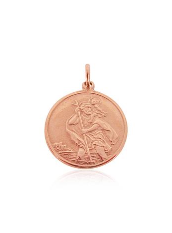 St Christopher Patron Safe Travel Pendant in 9ct Rose Gold