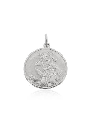 St Christopher Patron Safe Travel Pendant in 9ct White Gold