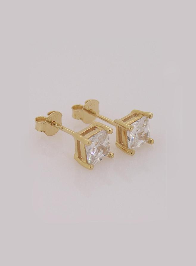 Dakota Cz Princess Stud Earrings in Gold