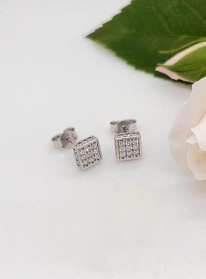 Aurelia Square Cz Stud Earrings in 9ct White Gold