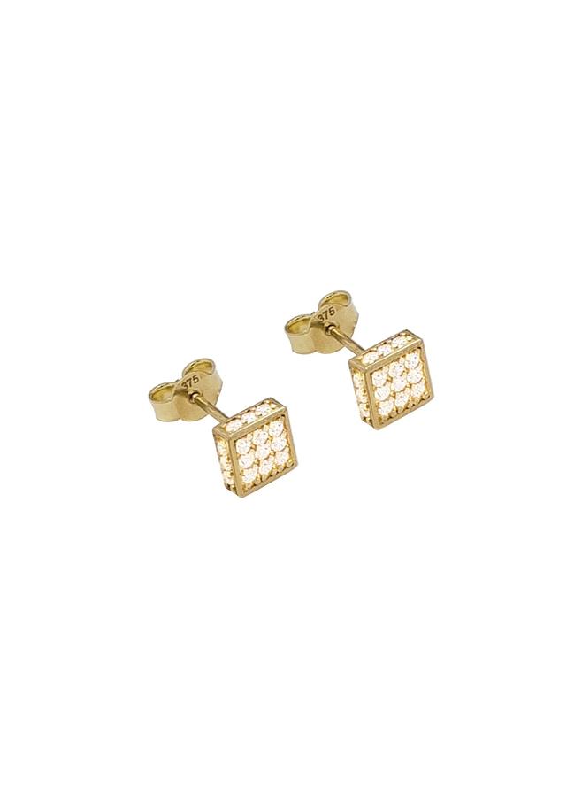 Aurelia Square Cz Stud Earrings in 9ct Gold