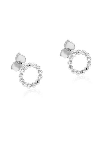Ball Beaded Circle Stud Earrings in 9ct White Gold