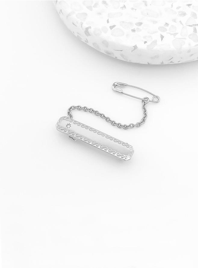 Diamond Rectangle Baby Name Brooch in 9ct White Gold
