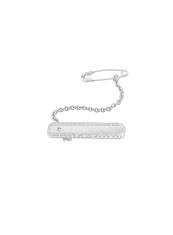 Diamond Rectangle Baby Name Brooch in 9ct White Gold