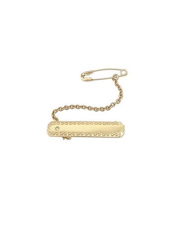Diamond Rectangle Baby Name Brooch in 9ct Gold