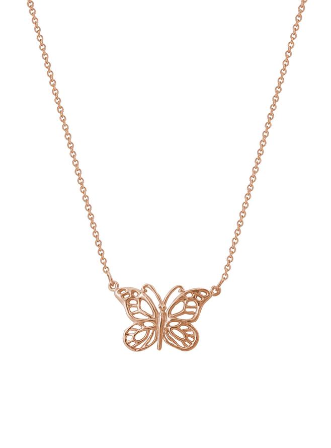 Beautiful Butterfly Charm Necklace in 9ct Rose Gold