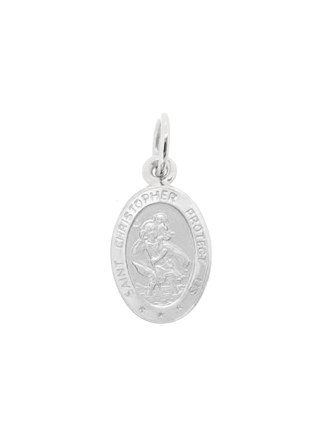 Small Oval St Christopher Medallion in Sterling Silver