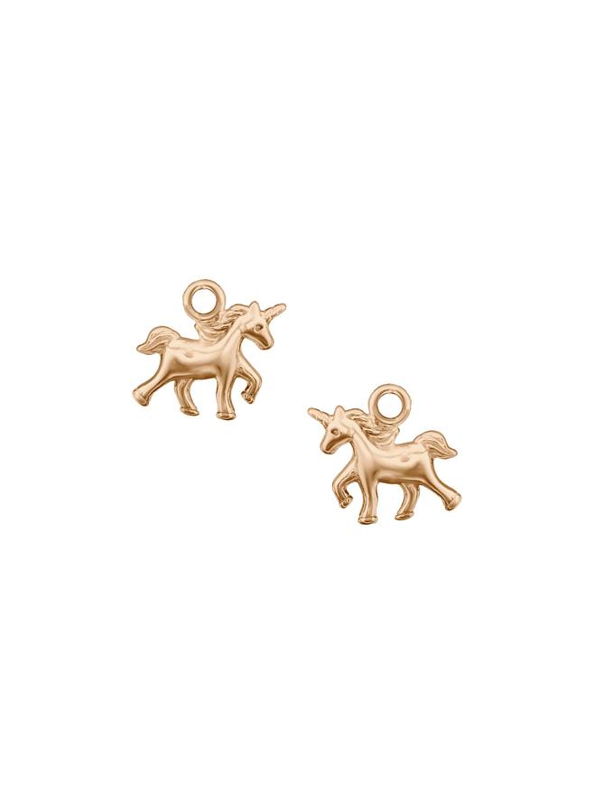 Tiny Unicorn Charms for Sleeper Earrings in 9ct Rose Gold