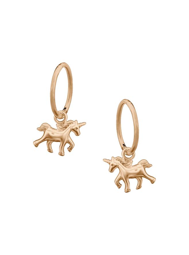 Tiny Unicorn Charms for Sleeper Earrings in 9ct Rose Gold