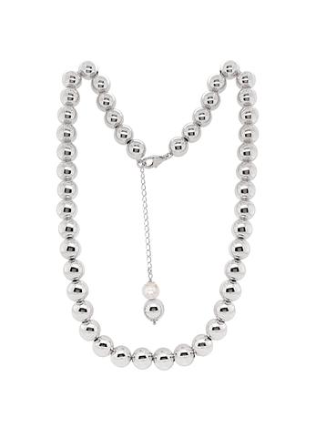 Spherical Pearl Ball Bead Necklace in Sterling Silver