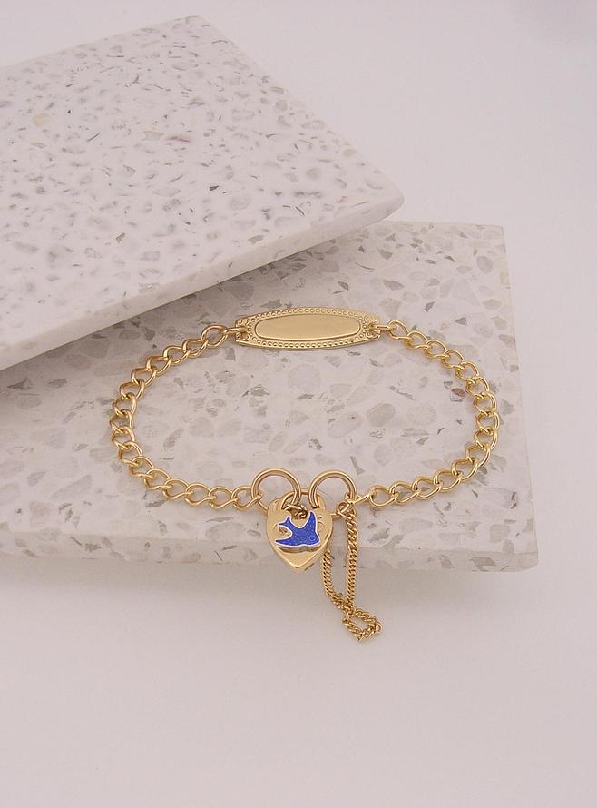 Bluebird Identity Padlock Curb Bracelet in 9ct Gold