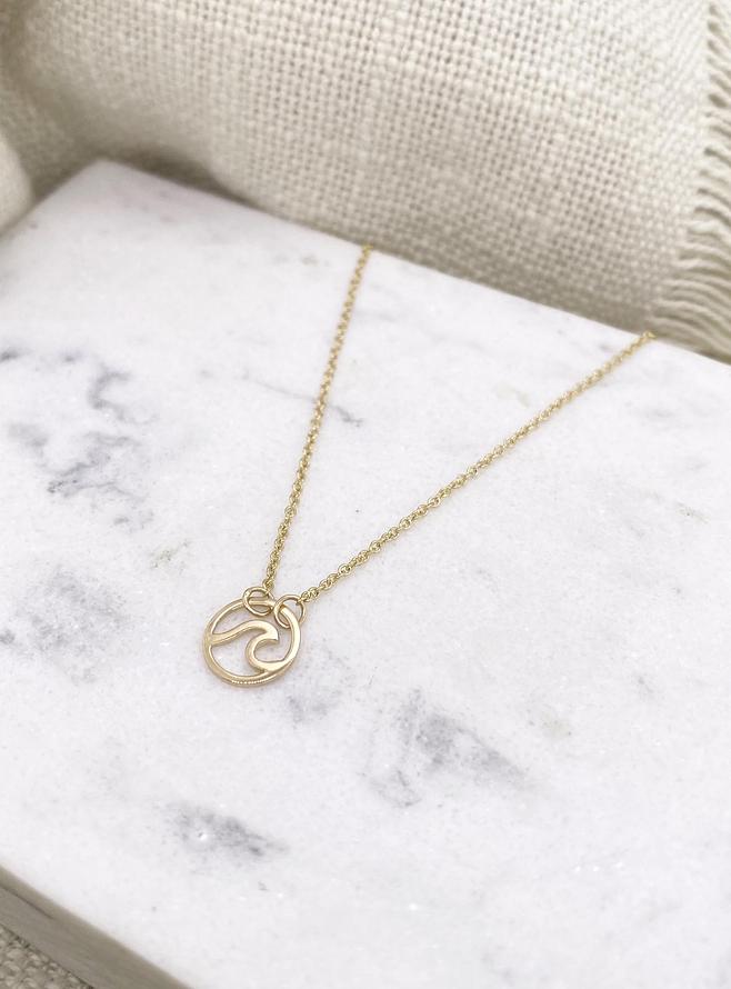 Nalu Ocean Wave Charm Necklace in 9ct Gold