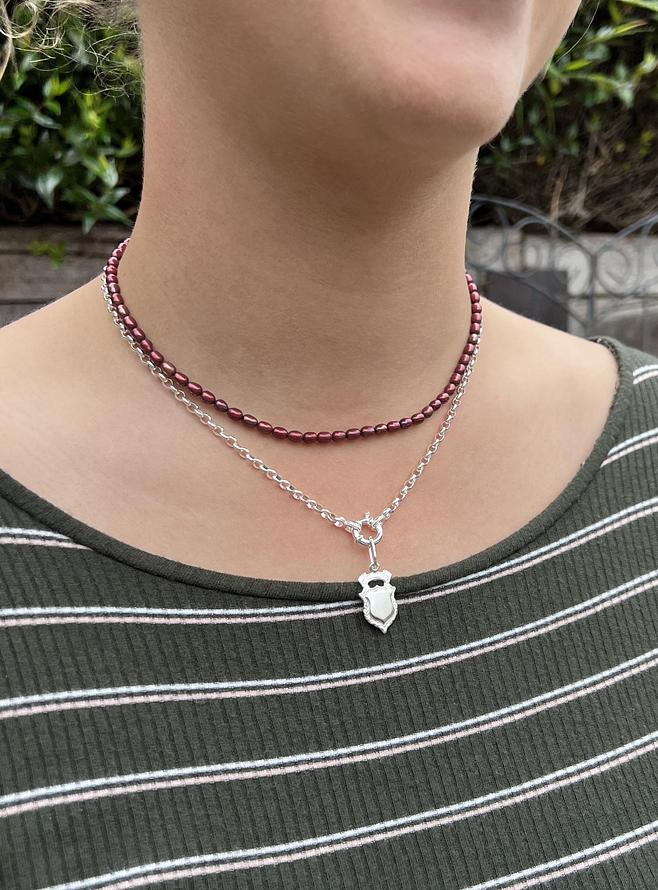 Lulu Freshwater Pearl Choker Necklace in Cherry Red