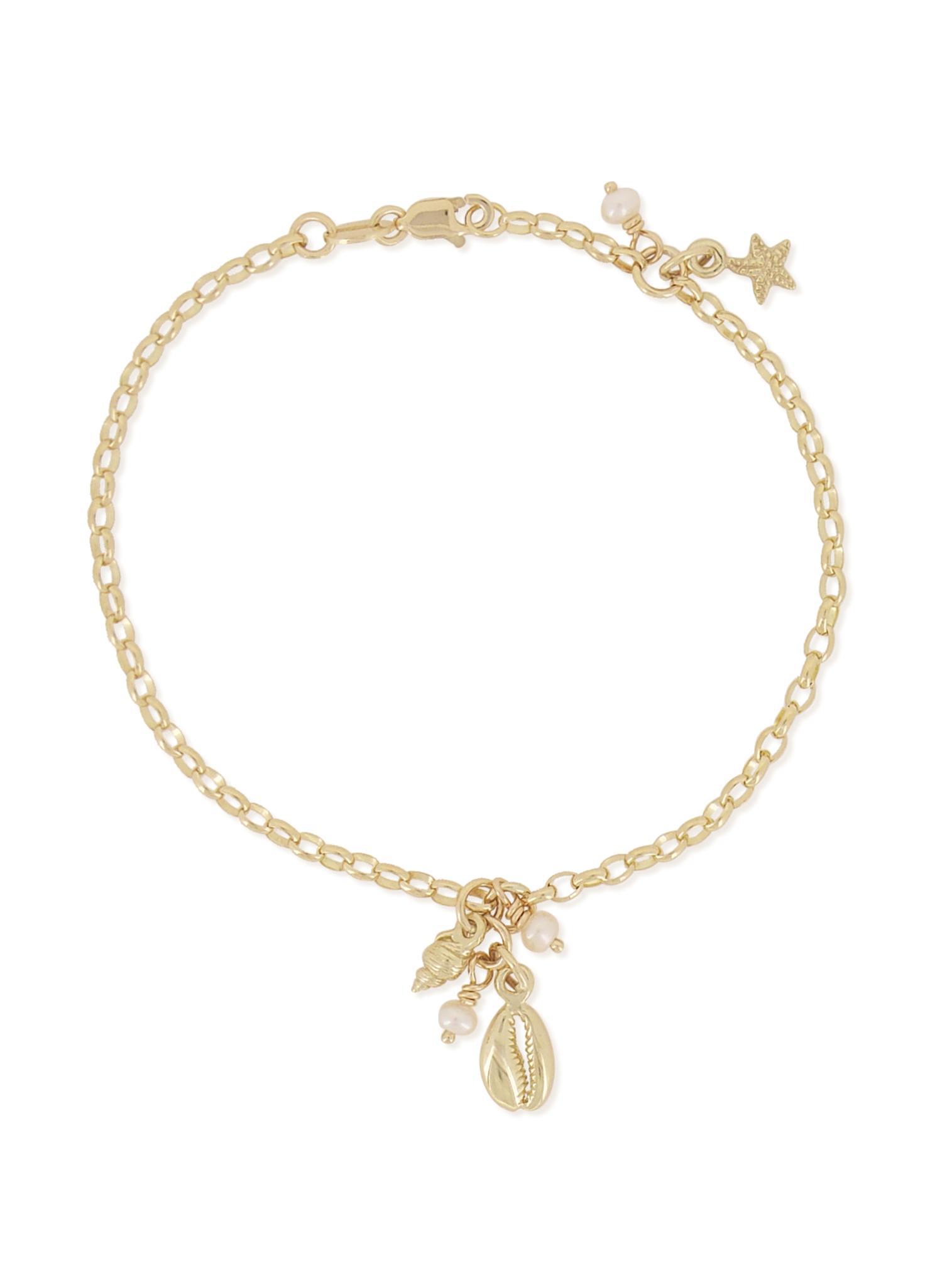Snail Seashell Charms Bracelet in Solid Gold  Tales In Gold