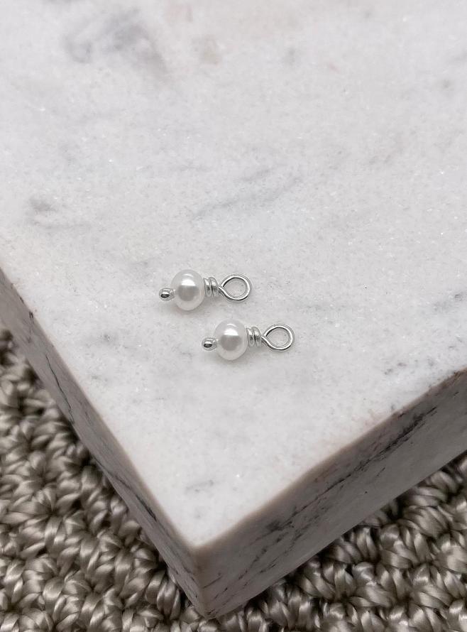 Teeny Tiny Pearl Drops for Sleeper Earrings in 9ct White Gold
