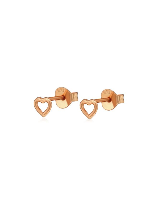 Dakota Tiny Love Heart Stud Earrings in Rose