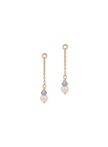 Coco Pearl Blue Chalcedony Sleeper Earring Charms in 9ct Rose Gold