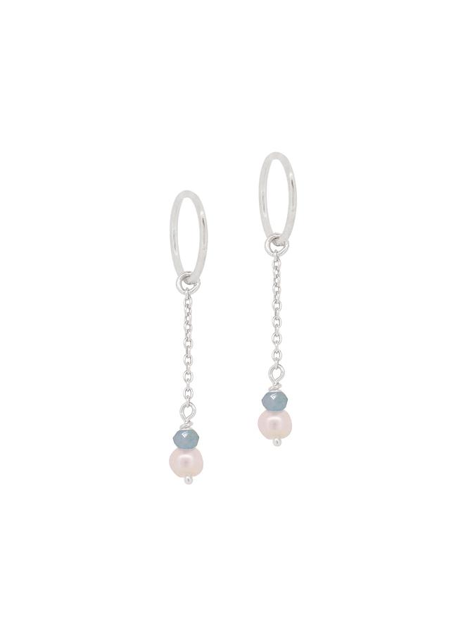 Coco Pearl Blue Chalcedony Sleeper Earring Charms in Sterling Silver