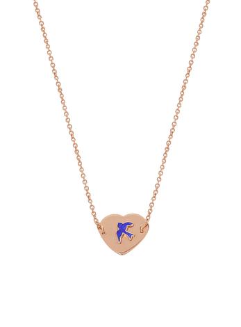 Bluebird Heart Necklace in Rose